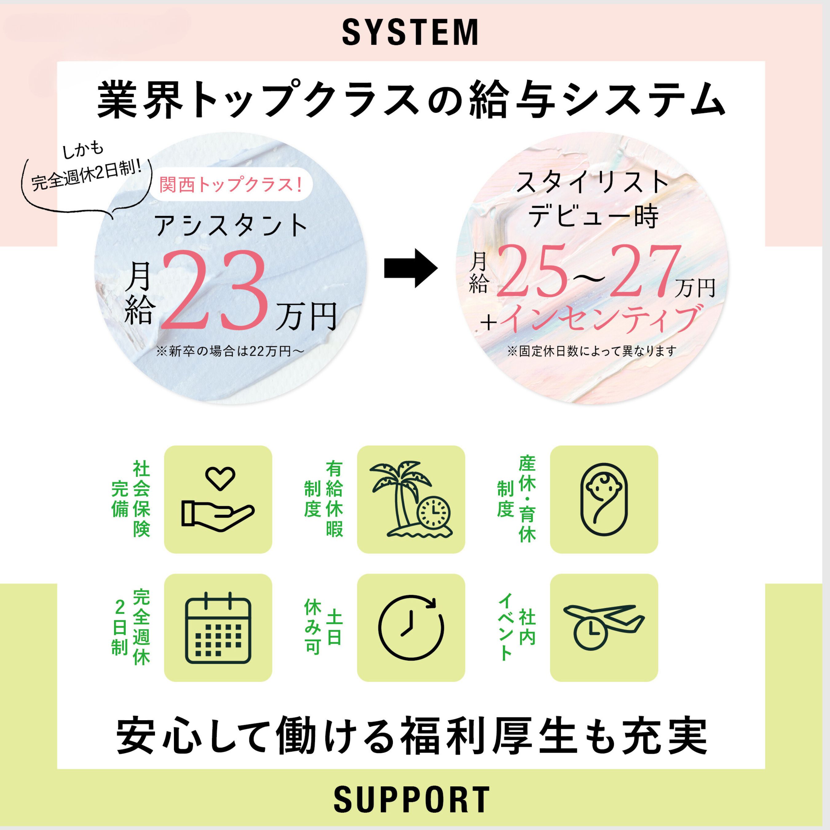 【京橋】≪完全週休二日≫≪社会保険完備≫≪1年デビュー≫営業時間内レッスン・一流スタイリストによる教育アカデミー完備で新卒1年デビュー可能◎中途入社の方は経験を考慮し最短デビューが出来る環境!業界話題の商材など多数取り揃えるトレンド発信サロン!「Source -hair atelier-京橋店(ソースヘアーアトリエキョウバシテン)」からアシスタント(美容師)の求人★☆