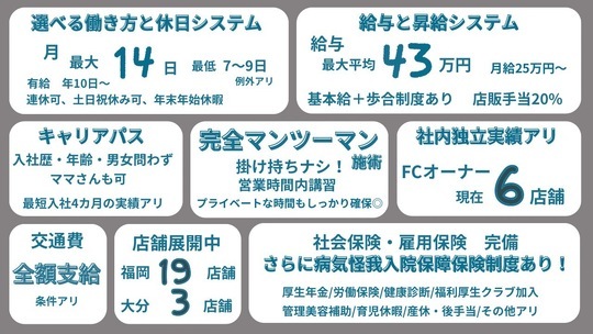 【戸畑駅】2026年5月オープン予定！≪高月給〜・月休7日（月8,9日のお休みもOK）・社会保険完備・産休育休あり≫駅チカなのでアクセス抜群♪新規のお客様は順番制で担当するのでお客様に入れない…なんて事はナシ！！キャリアアップもあり時短勤務も可能、「半個室型美容室Sourire 戸畑店（ハンコシツガタビヨウシツスーリール トバタテン）」からスタイリスト（美容師）の求人☆★☆