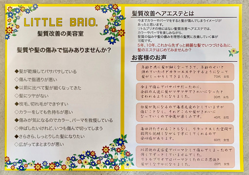 【鳳】≪社会保険完備≫≪完全週休2日制≫≪18:00〜19:00平均退社≫プライベートとメリハリつけて働ける！完全予約制なのでお客様としっかり時間をかけて関われます◎幅広い年齢層のお客様に支持されている髪質改善専門美容室「LITTLEBRIO（リトルブリオ）」からアシスタント（美容師）の求人☆★☆